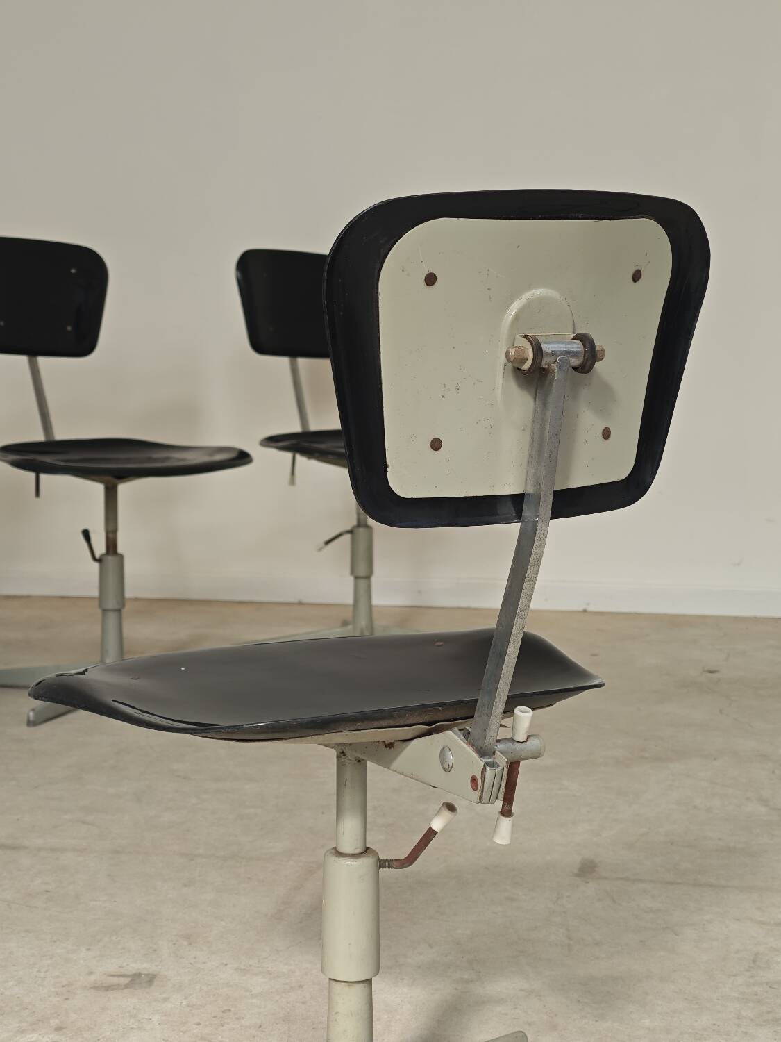 Adjustable industrial chair metal Czechoslovakia 1960
