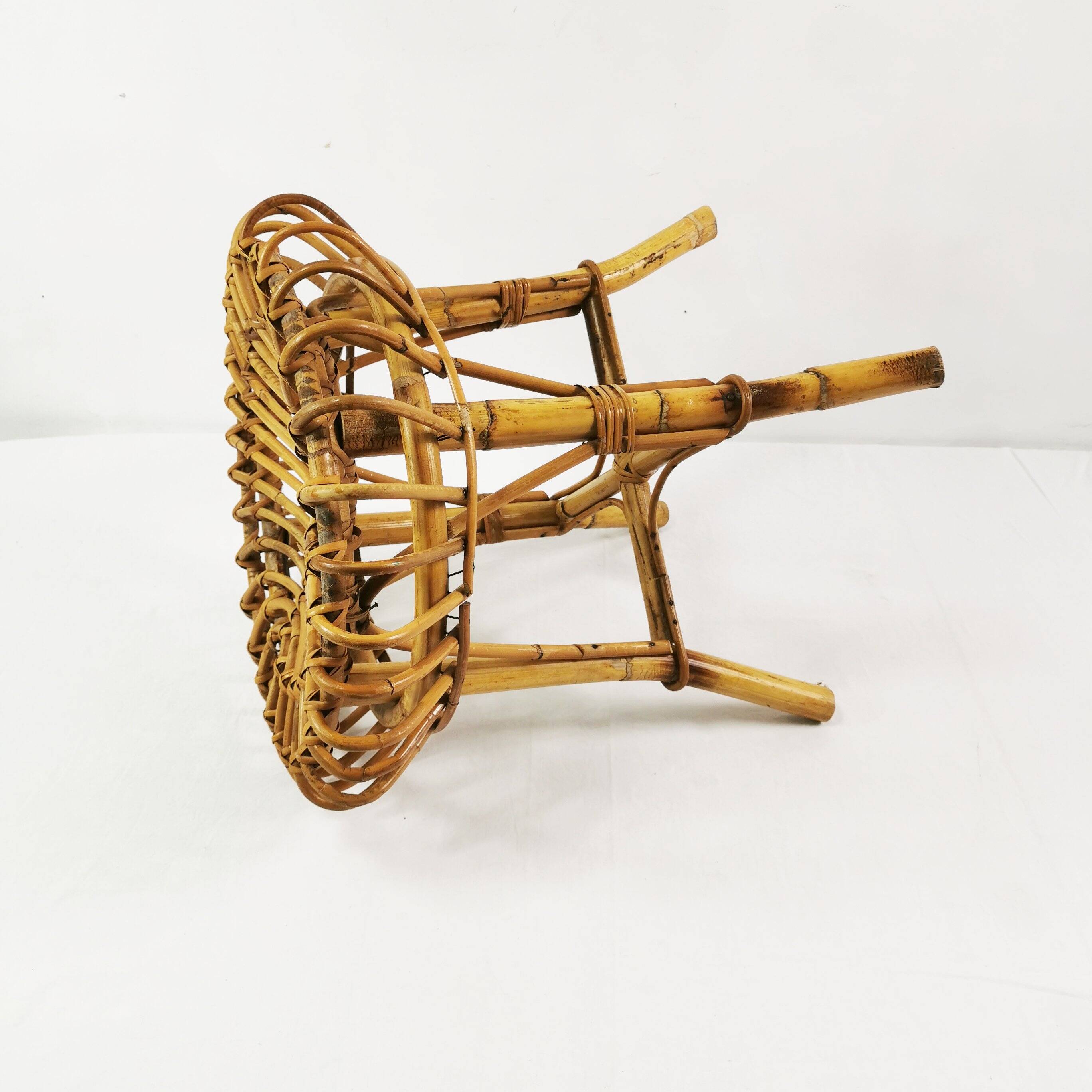 Rattan and bamboo stool, designed by Franco Albini, Italy, 1960s