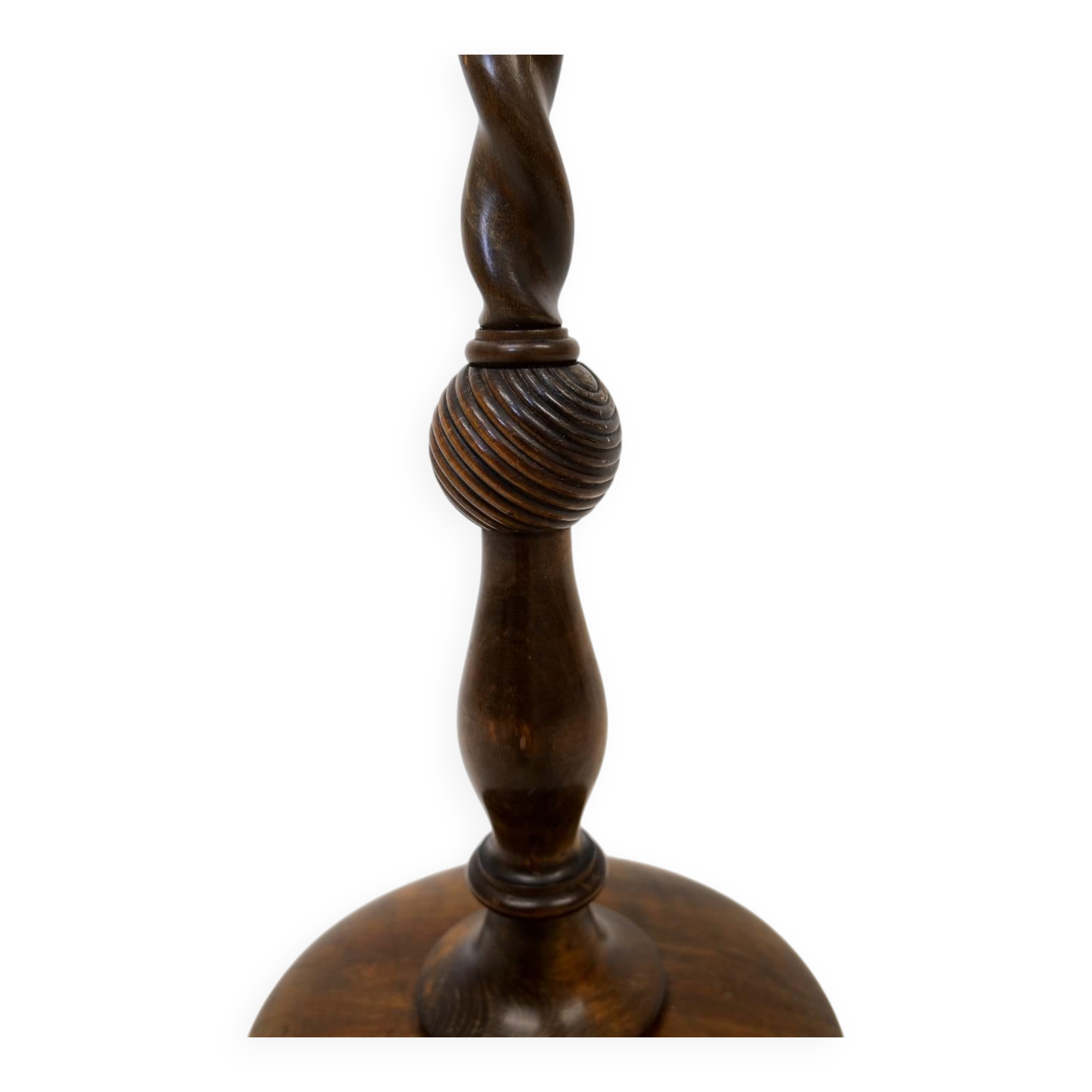 Organic whirlwind floor lamp in stained birch, Art Deco, Sweden, 1940s.