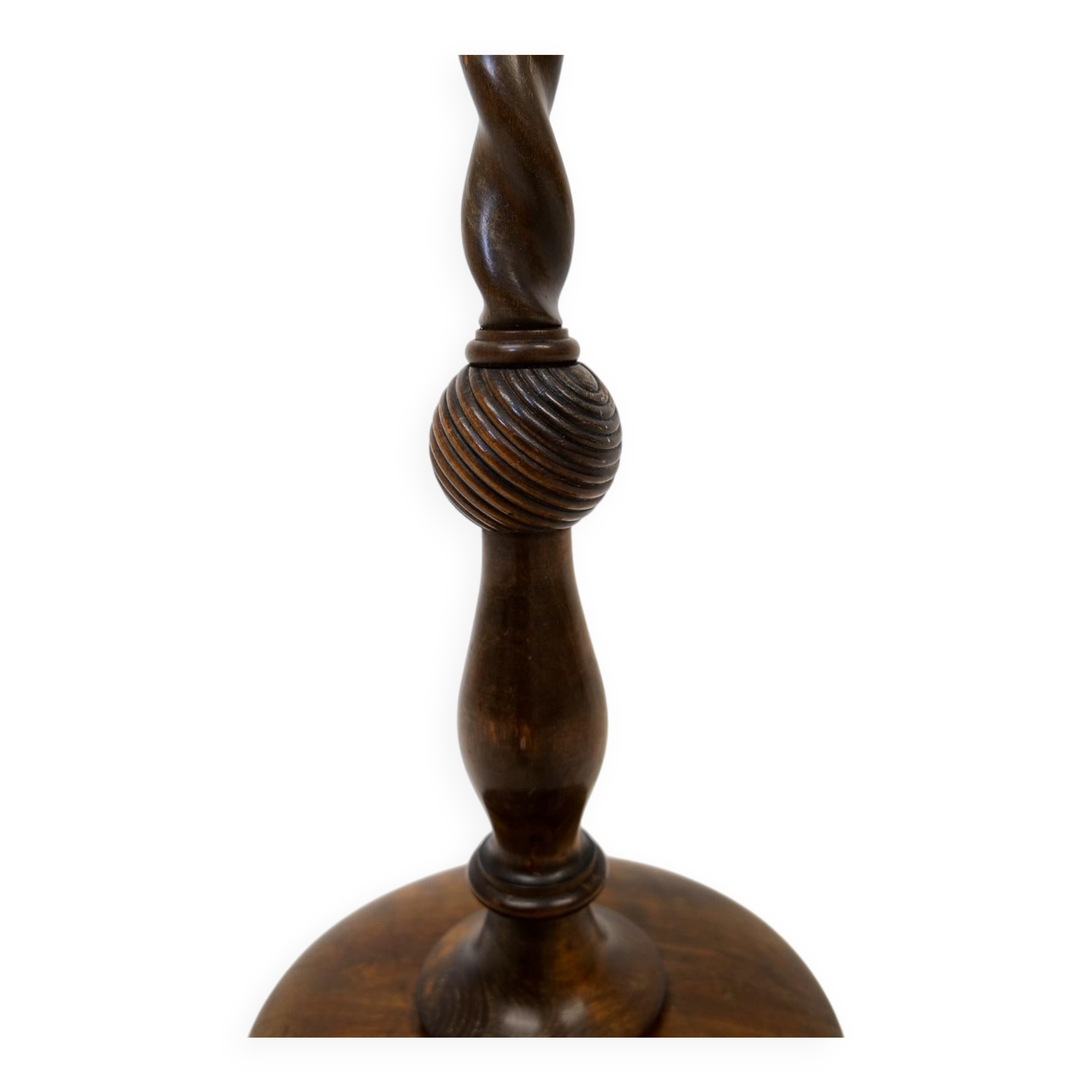 Organic whirlwind floor lamp in stained birch, Art Deco, Sweden, 1940s.