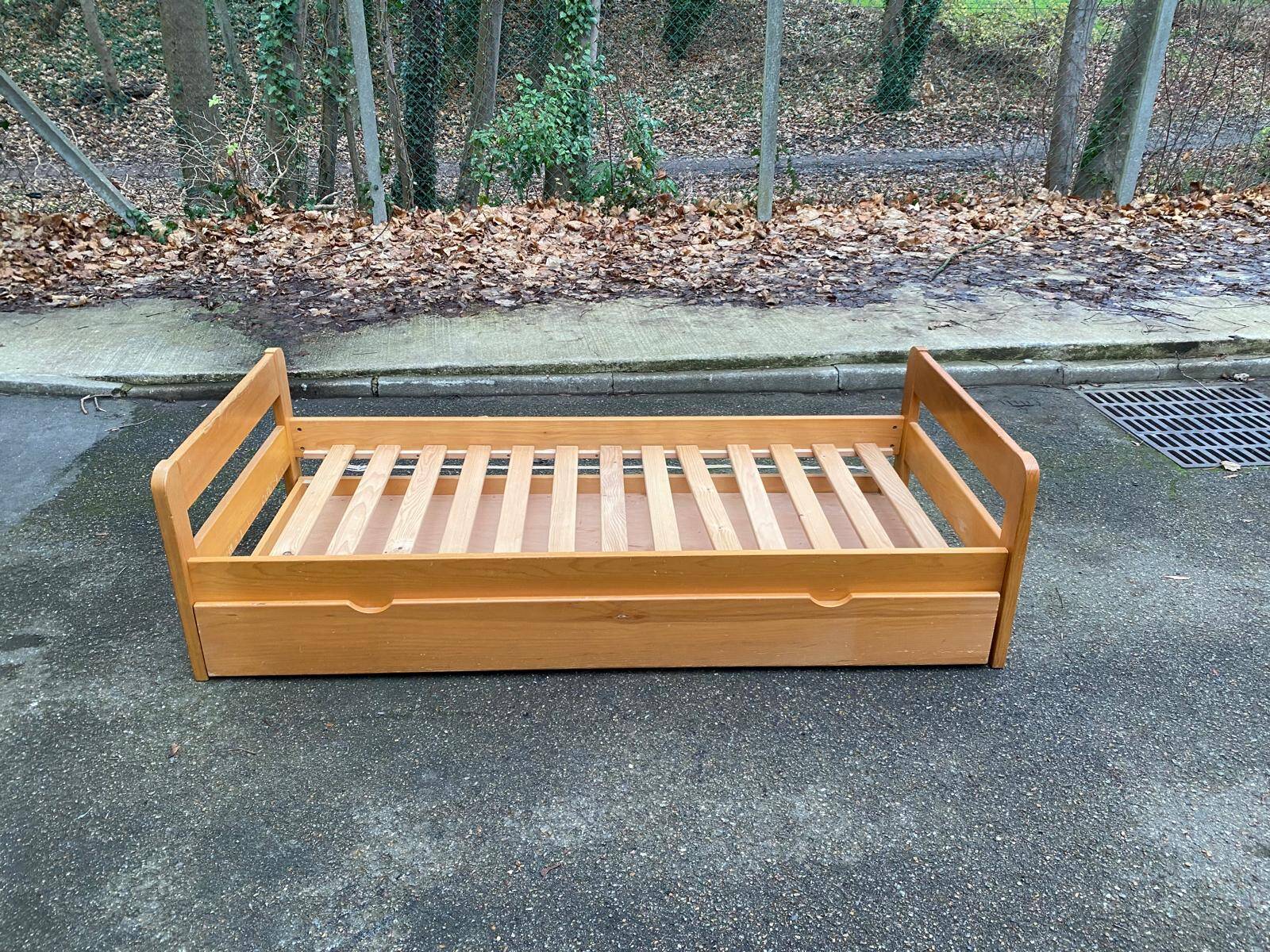 Vintage Scandinavian pine nesting benches from the 1970s.