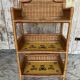 Vintage 1960s Painted Rattan Shelf with 3 Tiers
