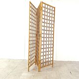 Bamboo room divider or folding screen, 1970s