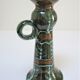 enamelled ceramic candle holder signed "S" plant decoration 70s