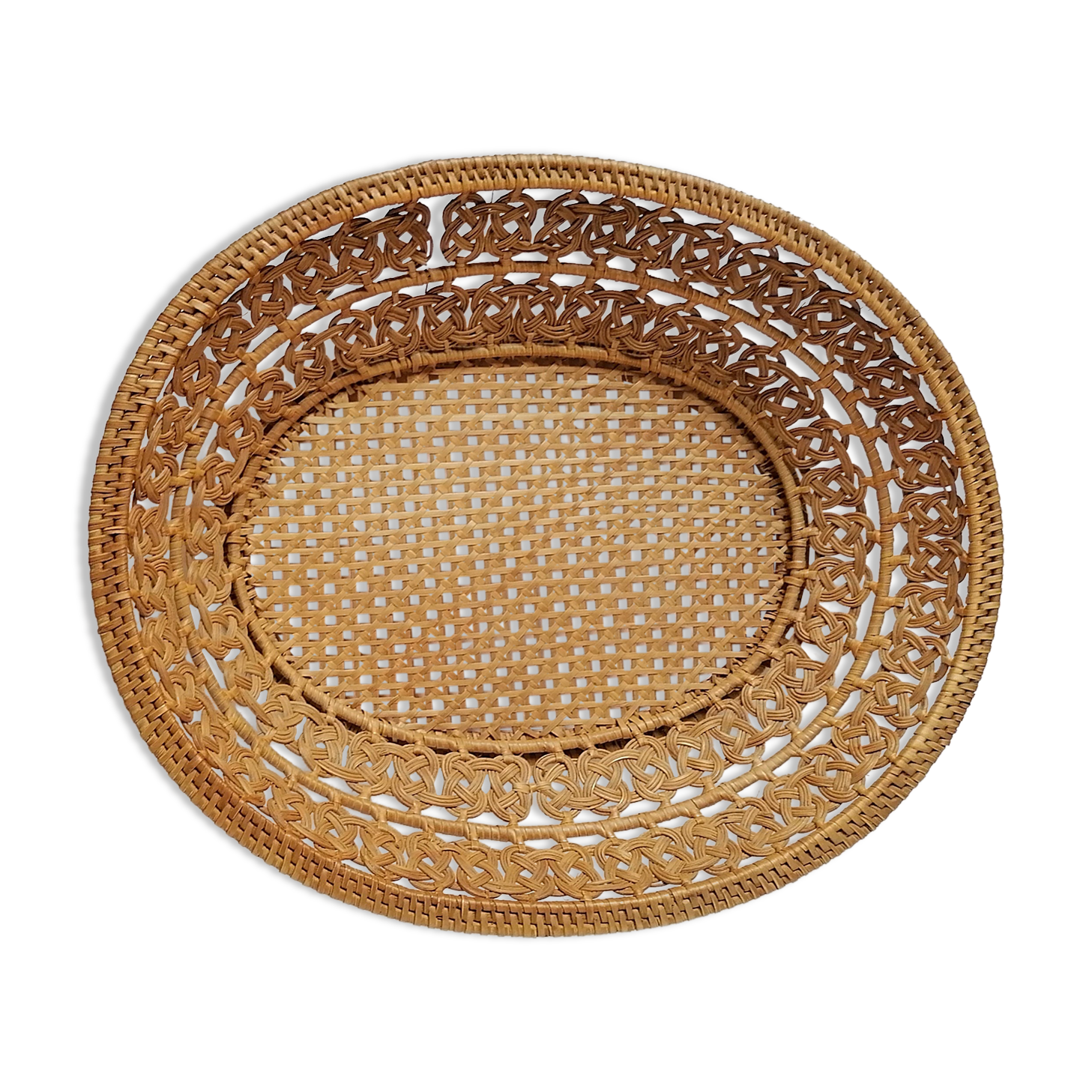 Old basket braided in rattan