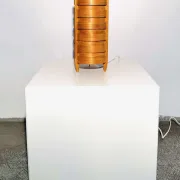 Cylindrical Pinewood Table Lamp In The Manner Of Hans-Agne Jakobsson, Sweden, Circa 1960S