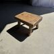 Petit stool, tabouret d'appoint en teck massif ovale wabi-sabi H25 37x27