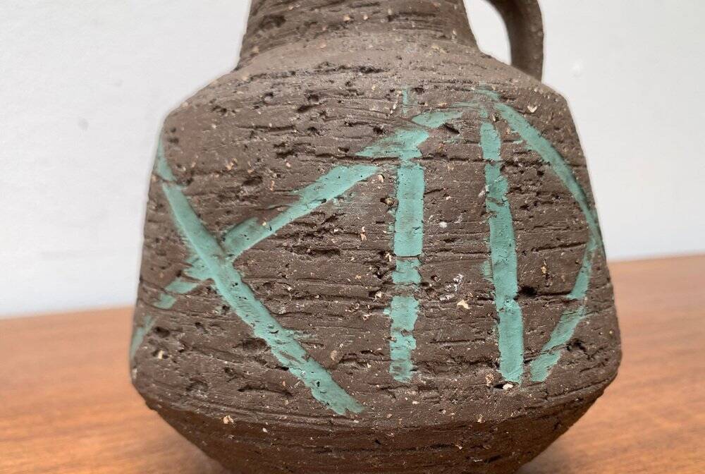 Brutalist German vase carafe from the mid-century by Cläre Zange and Karl Heinz Löffler for Krösselbach Keramik, 1960s.