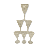 Set de 6 verres à liqueur en verre gravé