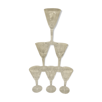 Set de 6 verres à liqueur en verre gravé