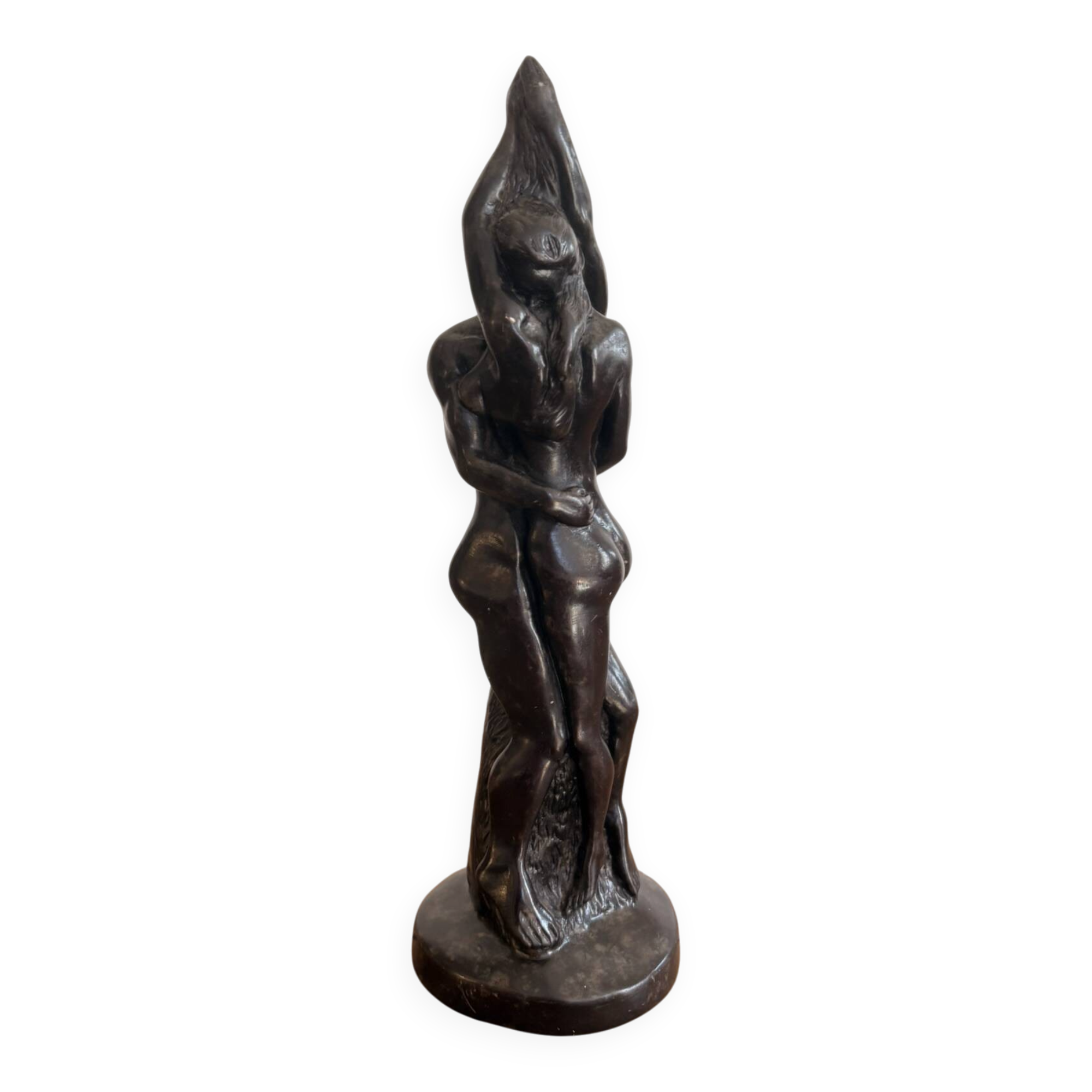 Resin Sculpture Figurine Couple Kissing Art Deco Female Nude Erotic