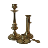 Trio de bougeoirs dorés