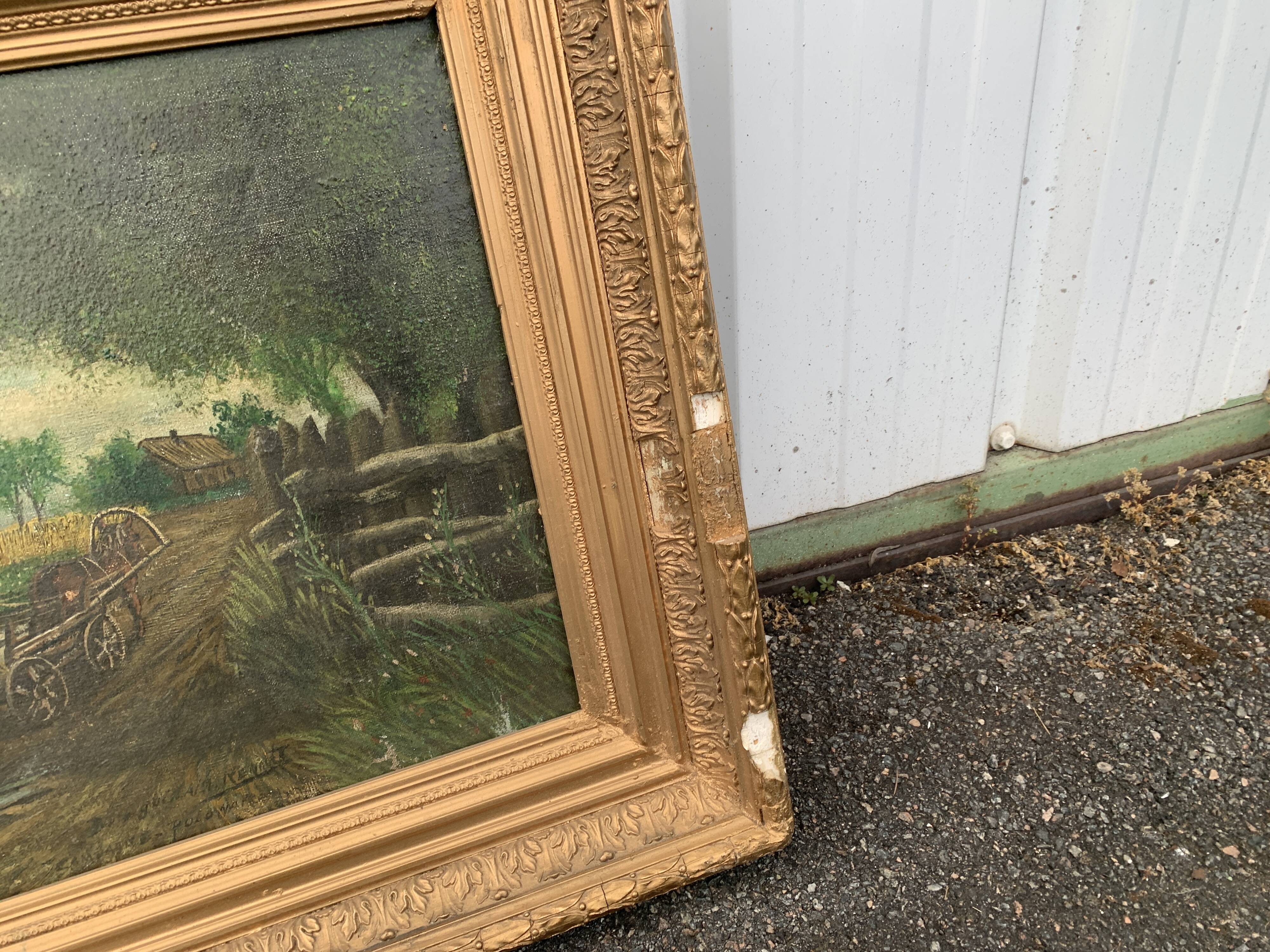 Tableau Huile Sur Bois - Paysage Signé XIXe Siècle - École Française - Bon État