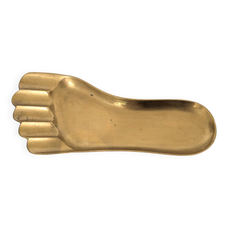 Brass tray in the shape of a foot from the 60s