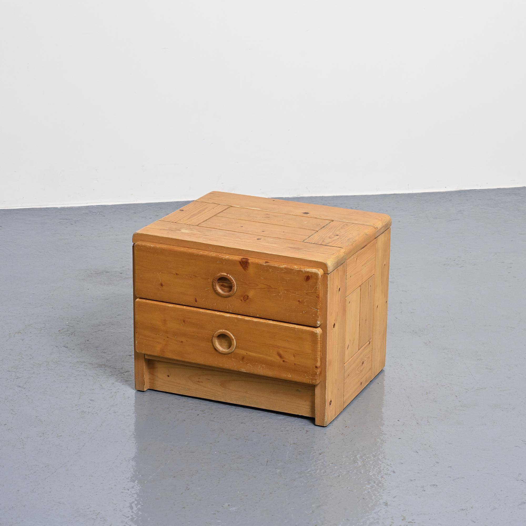 Nightstand made of solid pine, circa 1975.