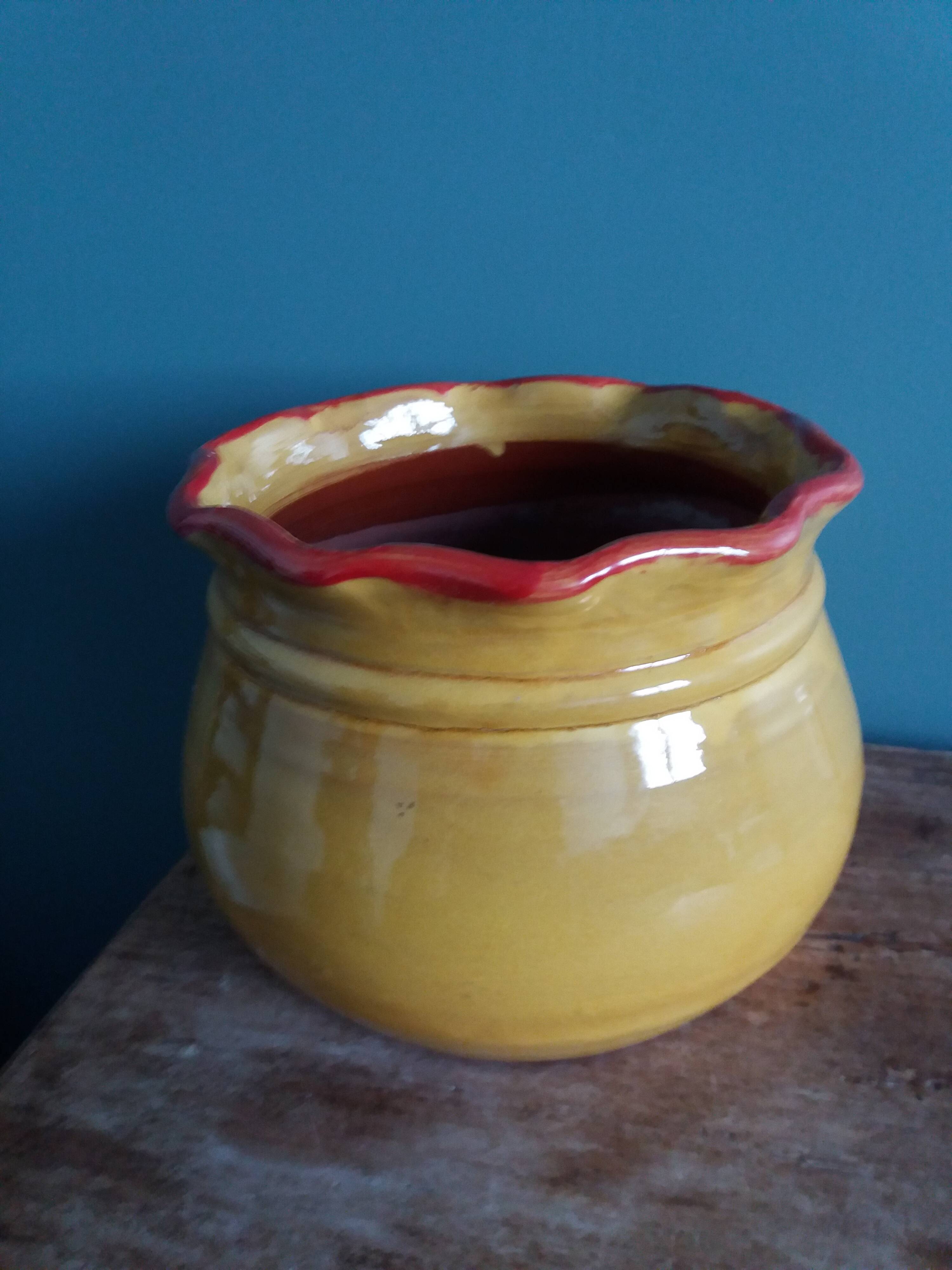 Planter, glazed terracotta flower pot, Provençal pottery