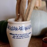 Old sandstone pot glazed beige and blue