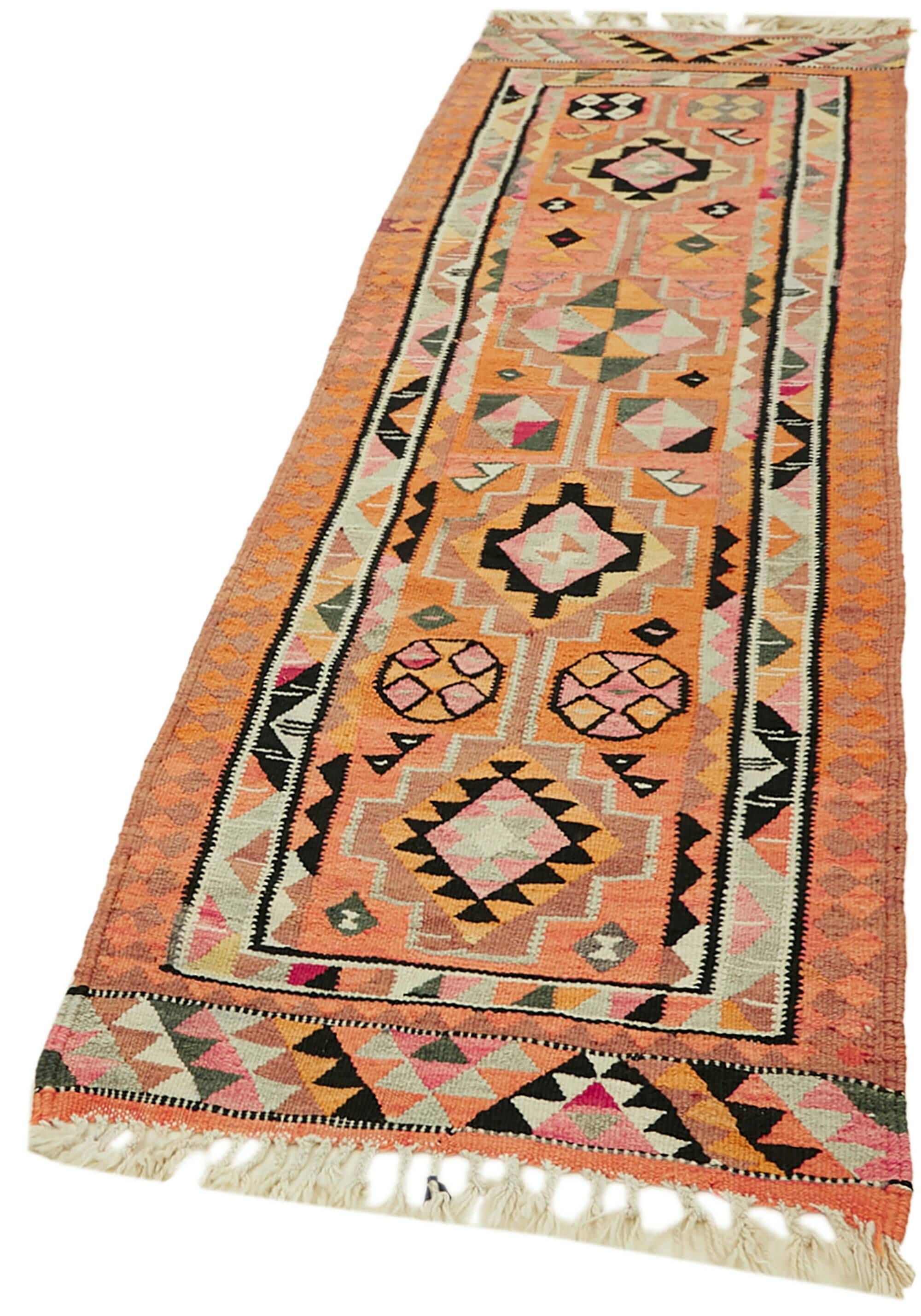 Turkish Handwoven Vintage Herki Kilim 94 cm x 304 cm