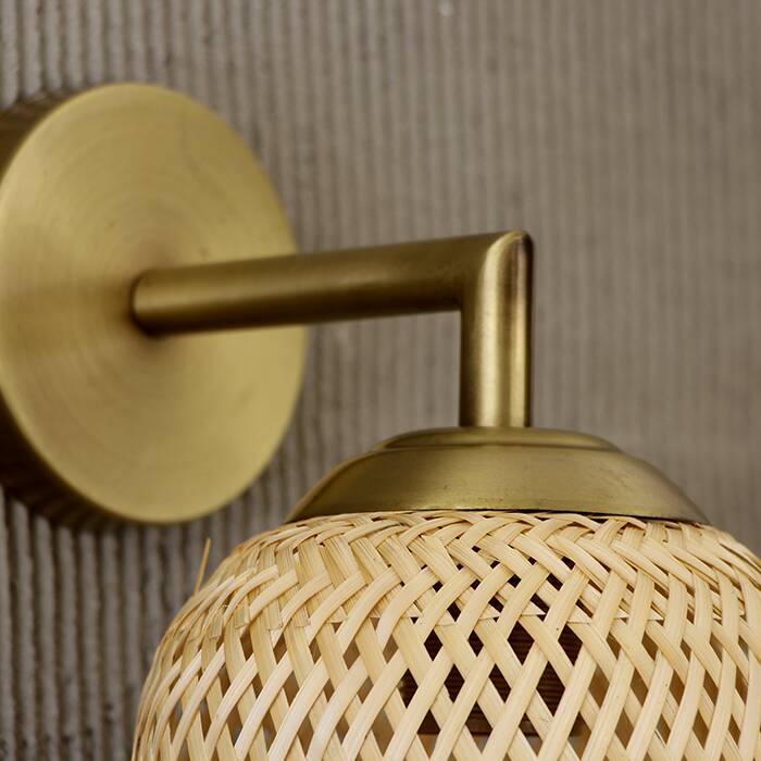 Handmade Gold Rattan Sconce Lamp 16x19Cm