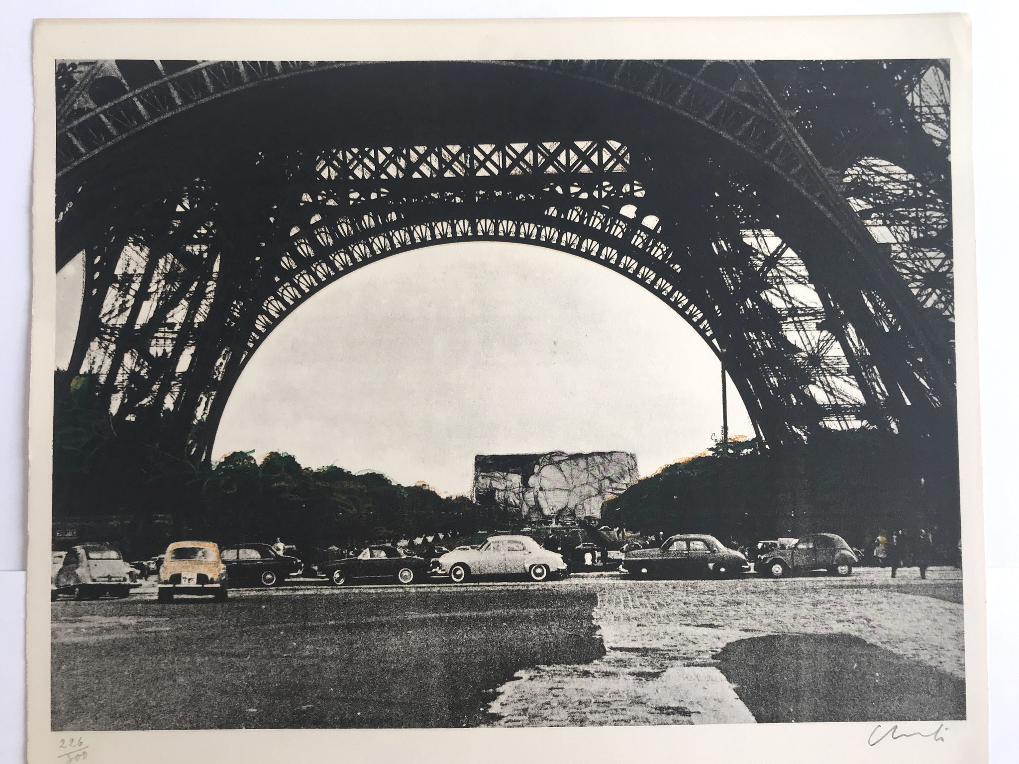 Original lithograph signed by CHRISTO, Wrapping of the Ecole Militaire, 1970