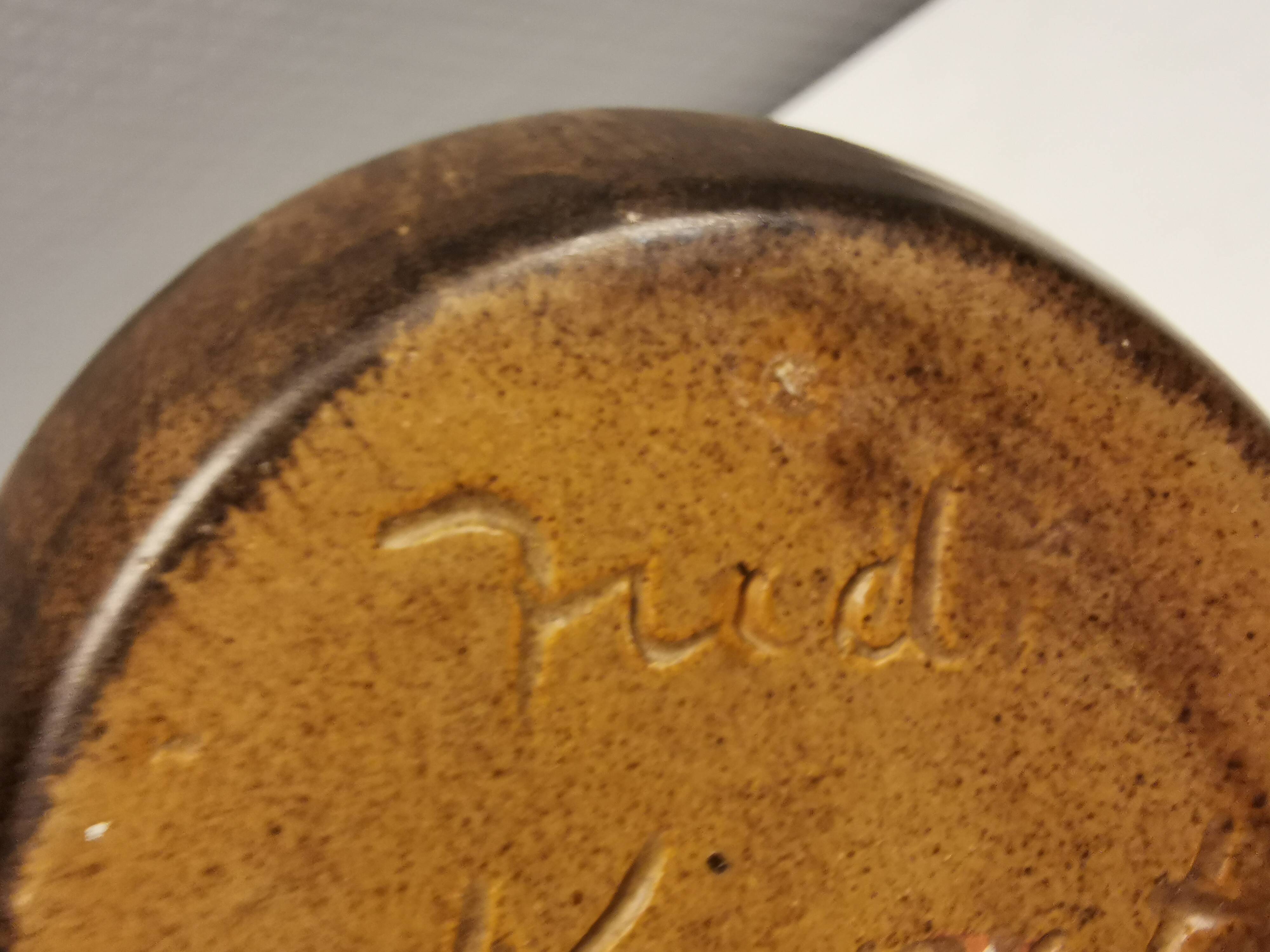 Ceramic vase in earthy/brownish/beige colours and tones. Judi Art, Denmark 1970s