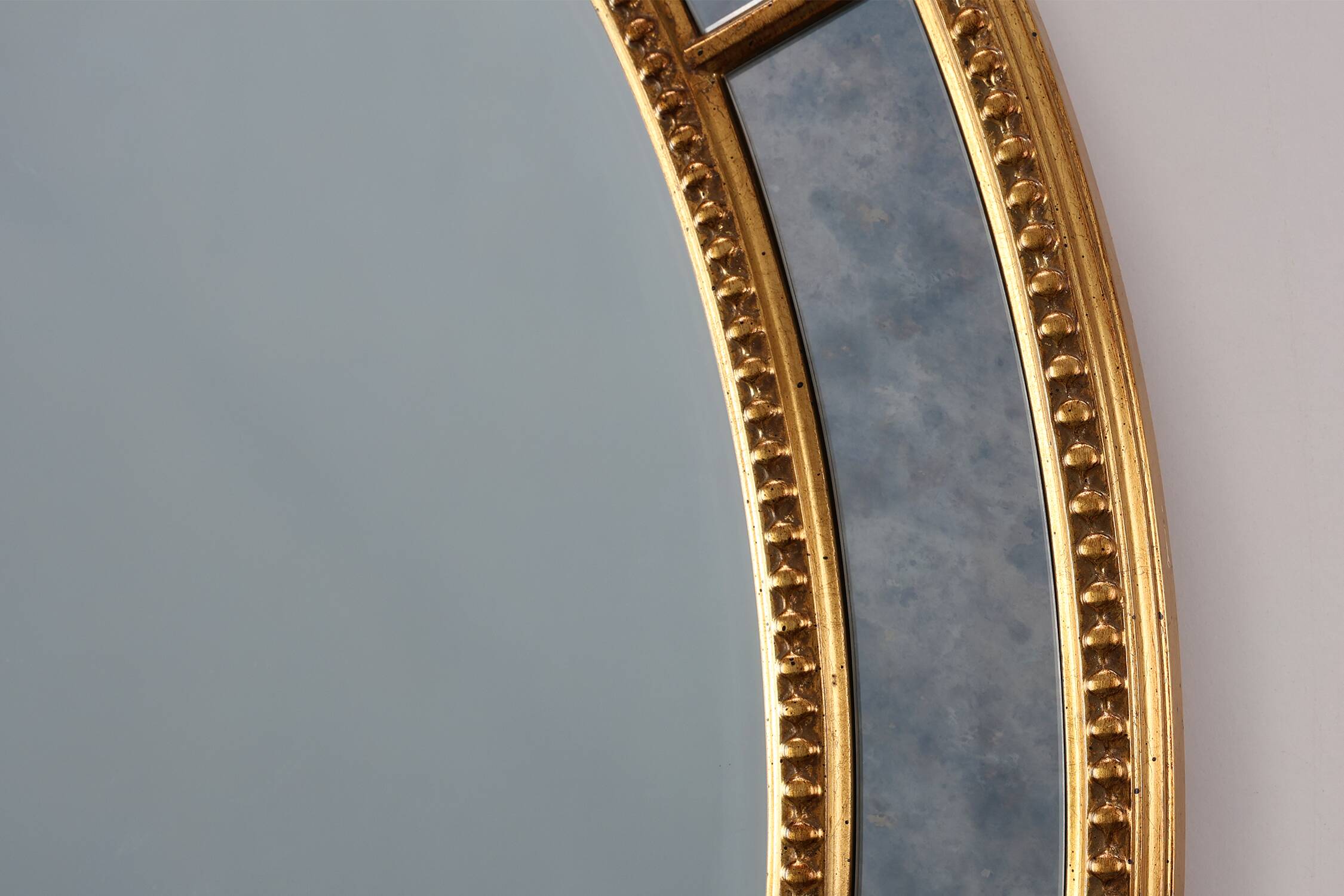 Mid-century gilt oval Mirror by Deknudt, Belgium 1980s