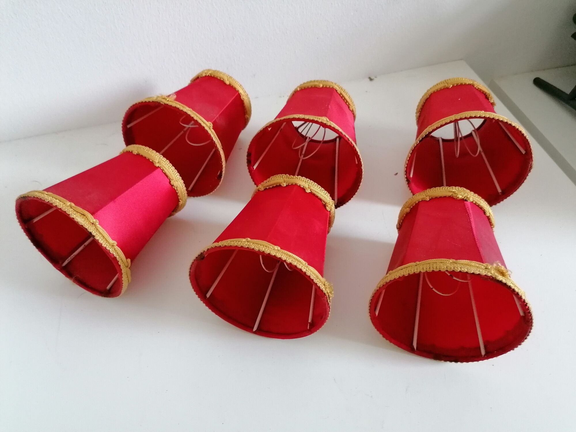 Lot 6 lampshade with red nylon clip decoration gold embroidery