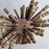 Ancien oursin crayon sur socle en bois tourné, 22 cm