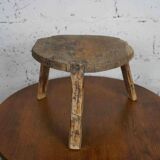 Vintage solid wood tripod stool