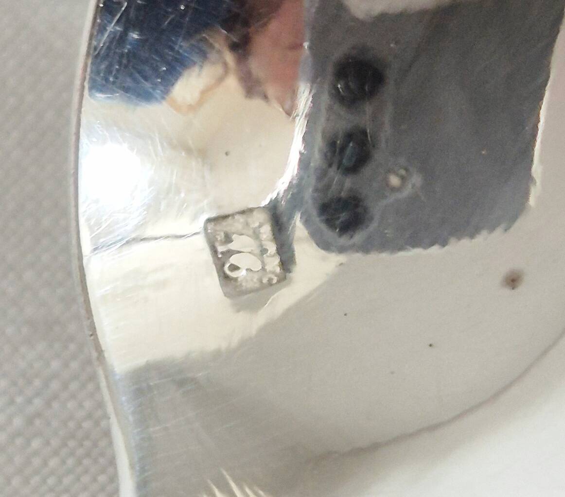 Silver dessert or coffee spoons, "Boulenger", Baguette pattern