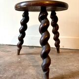 Turned wooden tripod stool