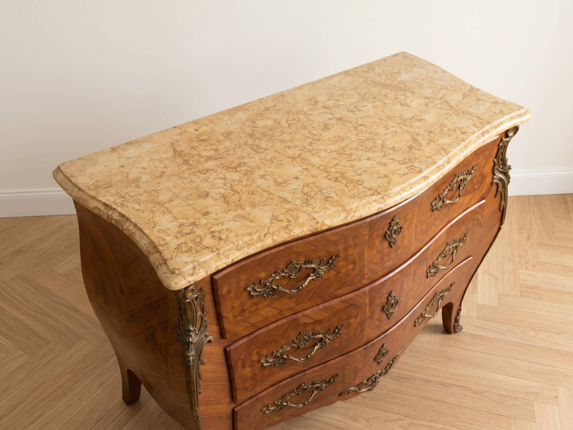 Antique Louis XV commode inlaid with a marble top