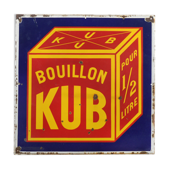 Plaque émaillée publicitaire Bouillon Kub