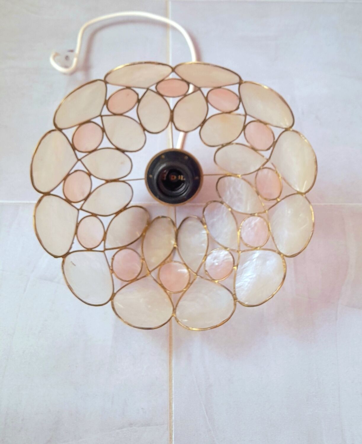 Mother-of-pearl and brass pendant light