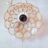 Mother-of-pearl and brass pendant light