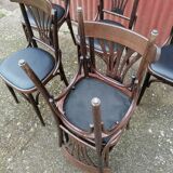 Set of 6 vintage black leatherette bistro chairs