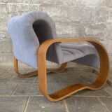 Midcentury modern curvy wavy lounge chair by Jan Bocan, Czech 1970s