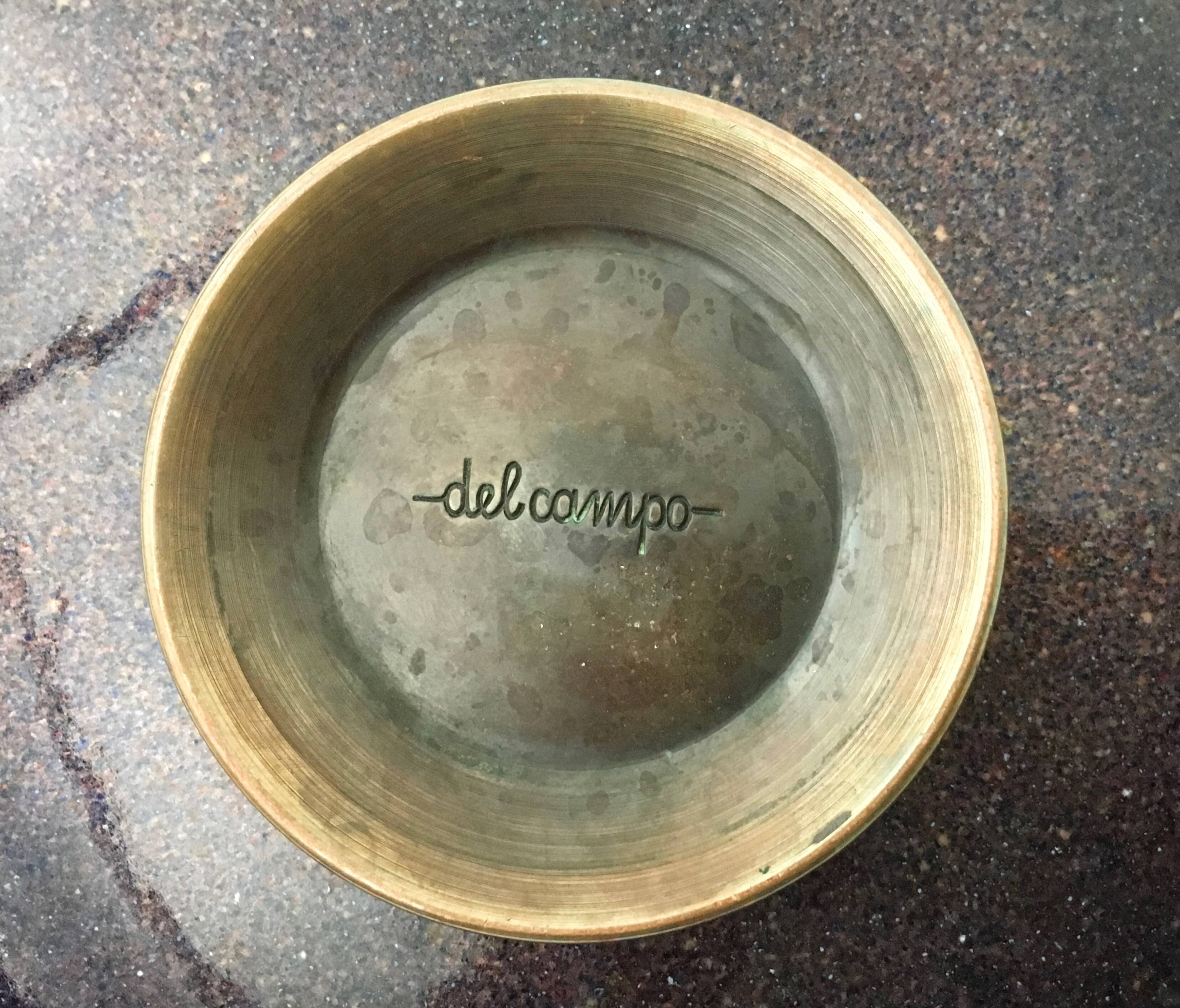 Brown and White Lacquered Copper Ashtray / Vide-Poche by Del Campo, Italy