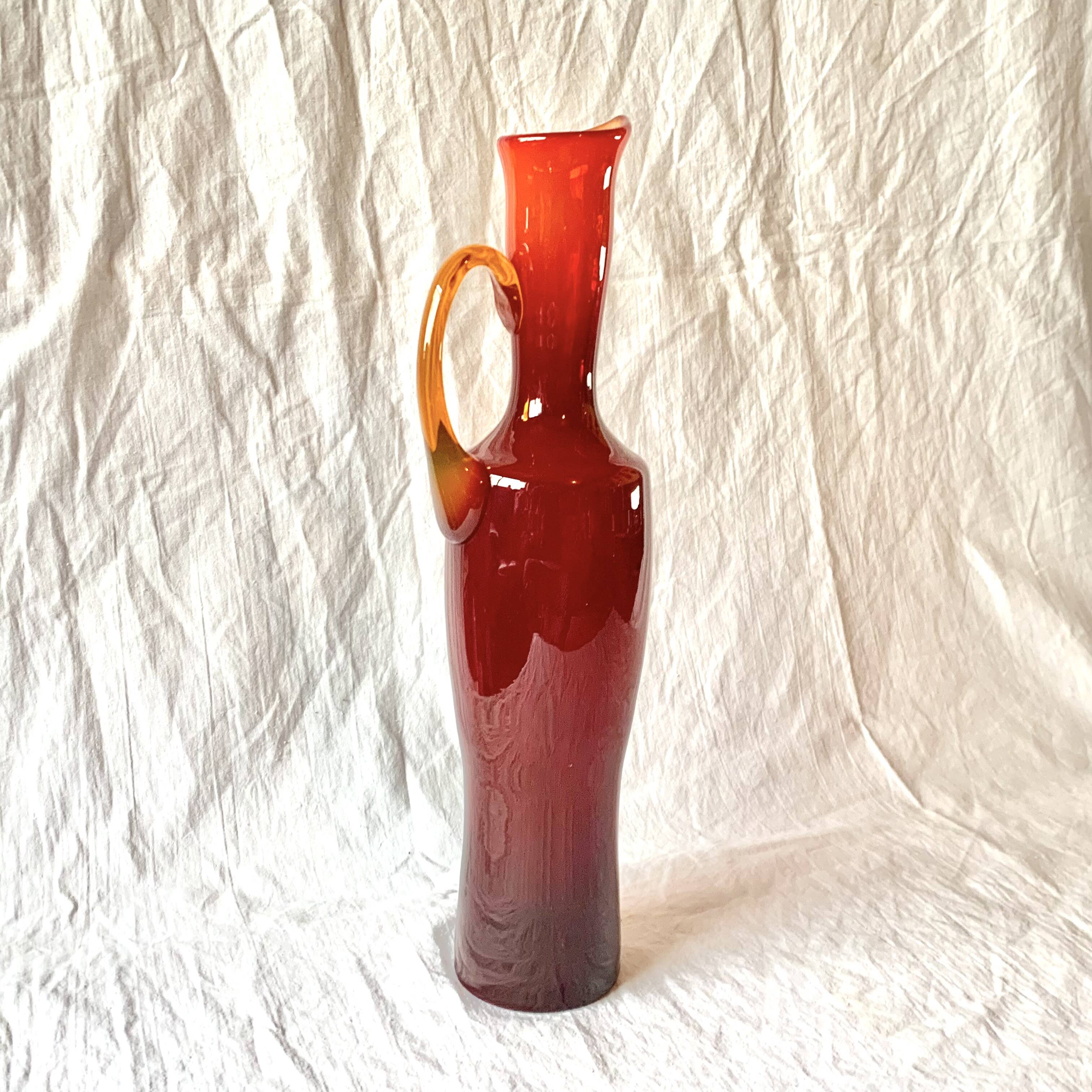 Vintage red blown glass vase