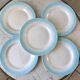 set of 5 pastel gradient sky blue dessert plates from the 40s and 50s