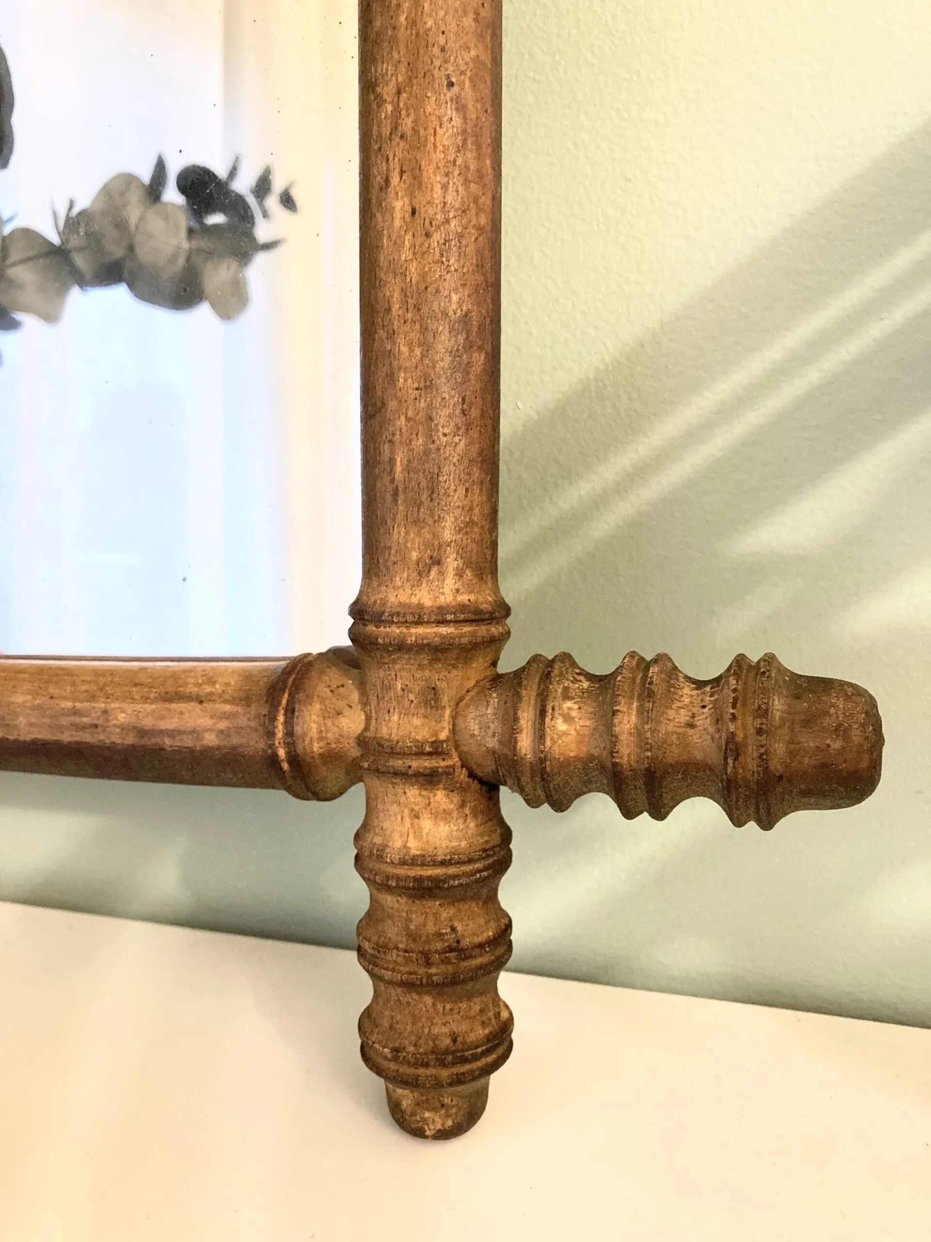 Bamboo wood mirror from the early 20th century.