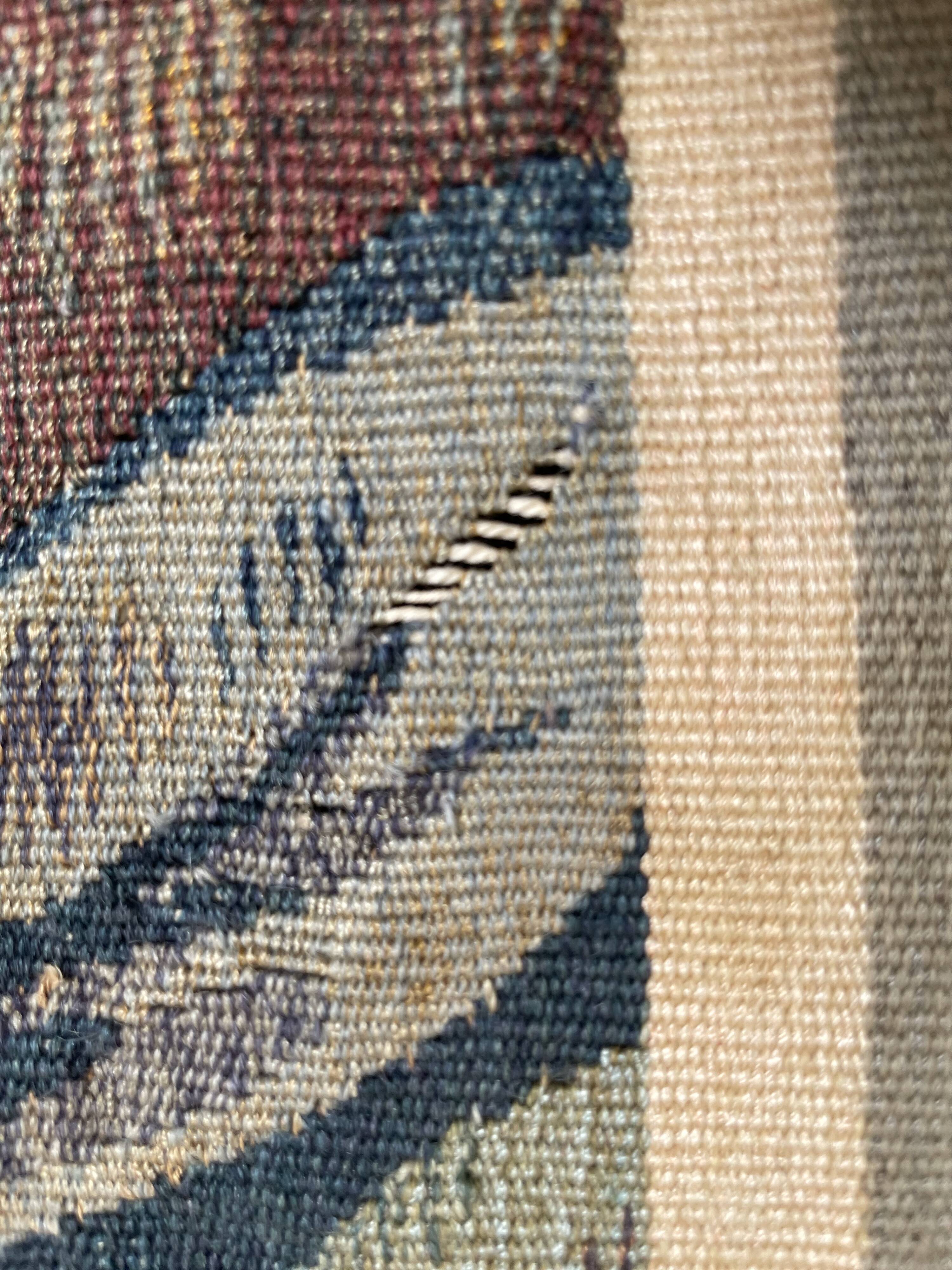 Aubusson tapestry late 19th century, landscape-greenery-castle, wool and silk
