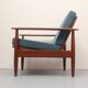 1960s armchair in teak, cushions petrol
