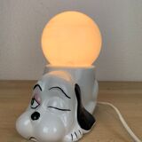 Ceramic dog lamp and opal globe