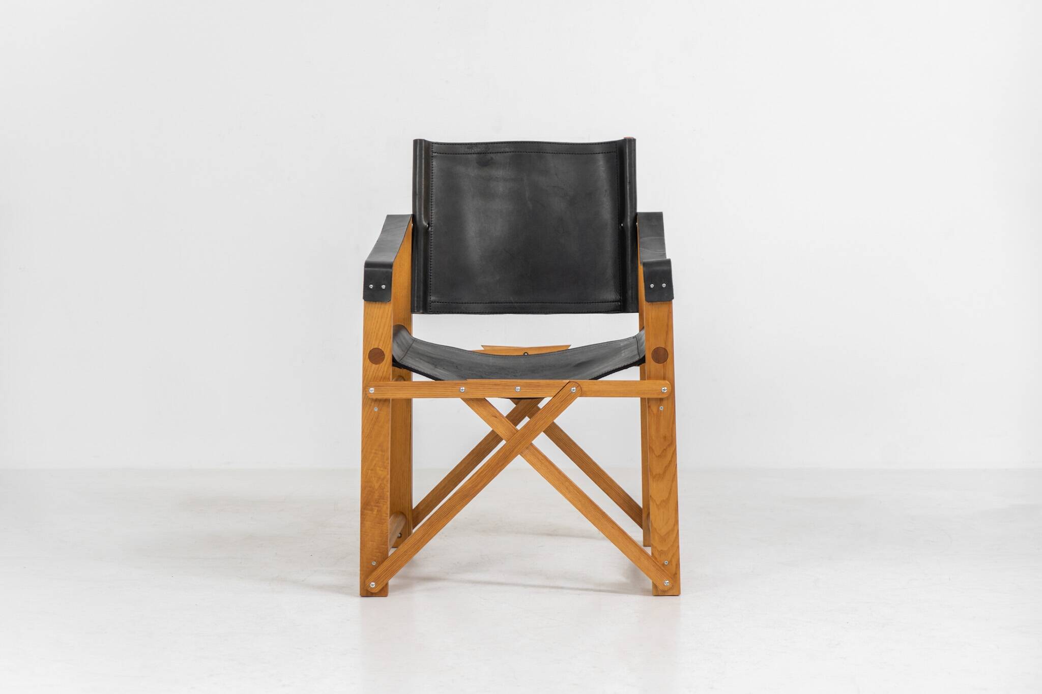 fauteuil safari en chêne et cuir