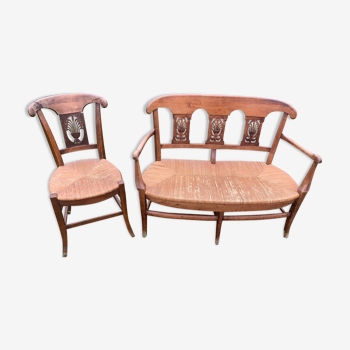 Banquette et chaise en chêne