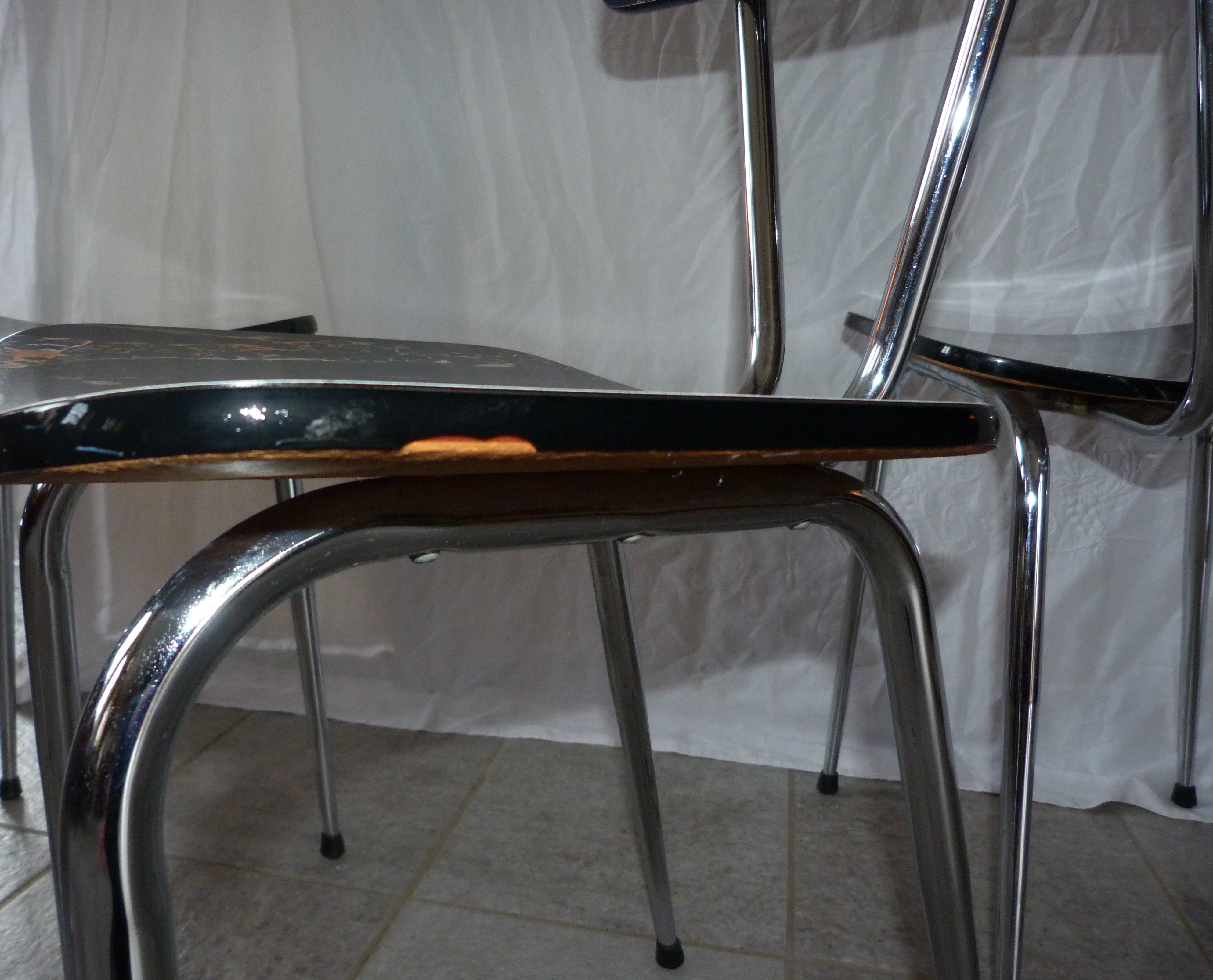 Set of 4 chairs formica marbled