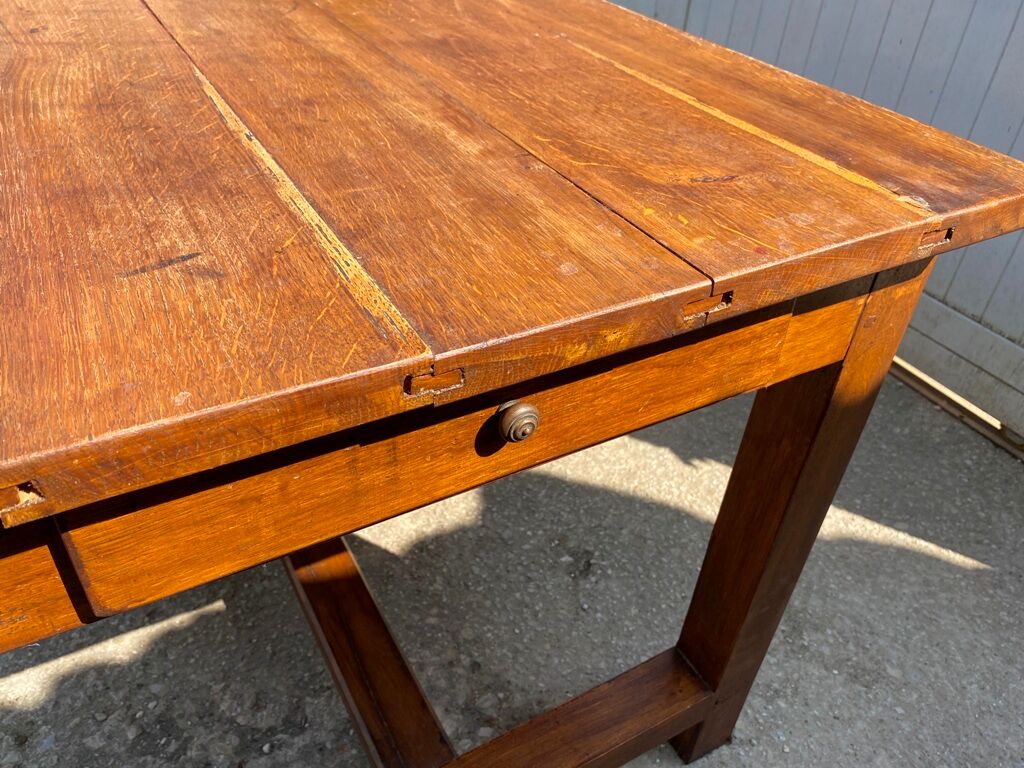 Solid oak dining farmhouse table with 1 drawer 1950 165x78x73cm