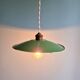 Industrial pendant light in green enamelled sheet metal, 1930s-40s