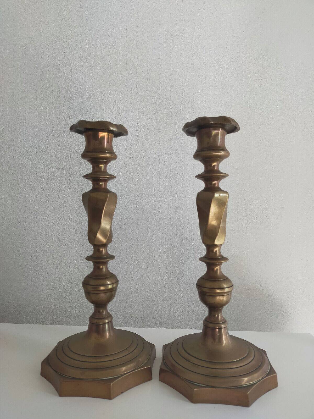 Pair of 19th century bronze candlesticks